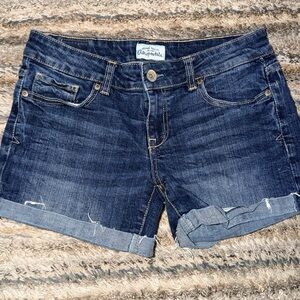 Aeropostale Women's Dark Blue Rolled Cuff Denim Shorts